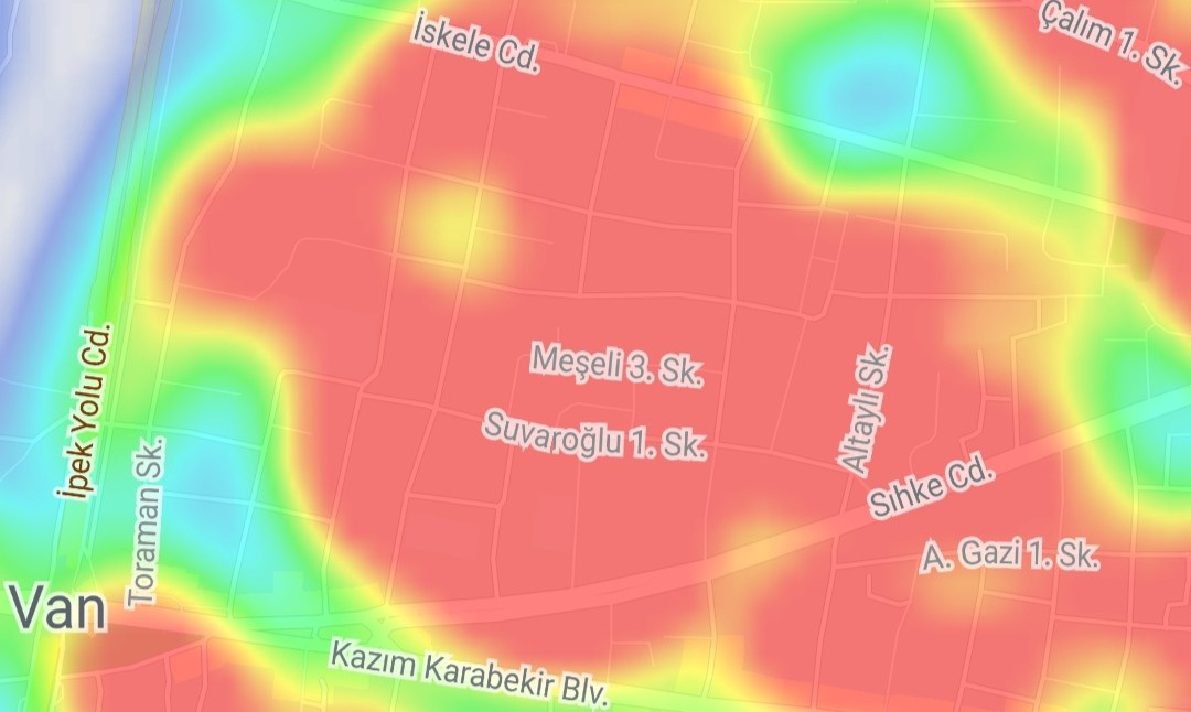 Van’da endişe veren korona virüs haritası