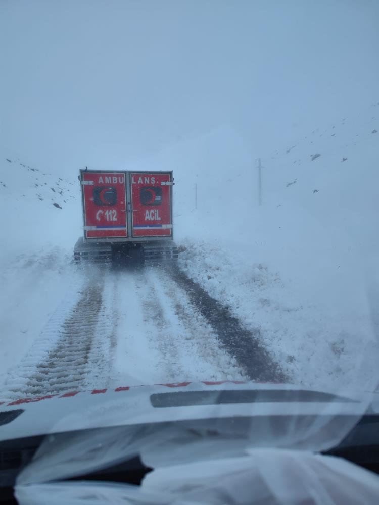 Hamile kadın paletli ambulansla hastaneye yetiştirildi