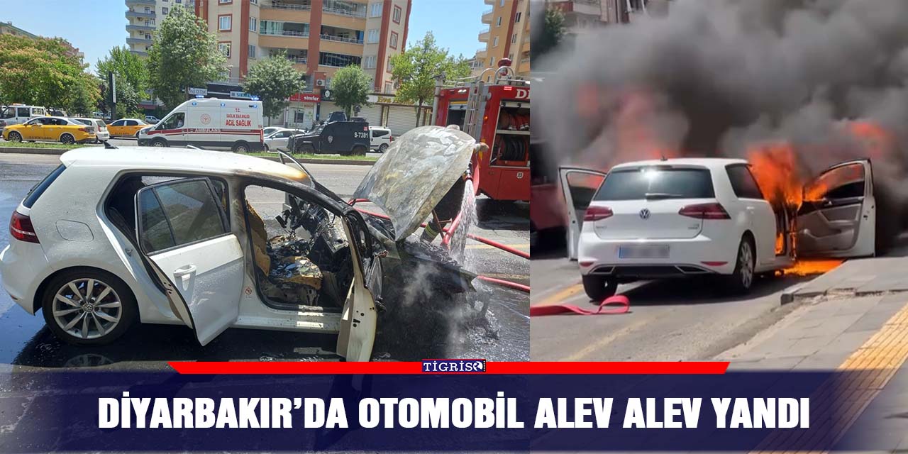 Diyarbakır’da otomobil alev alev yandı