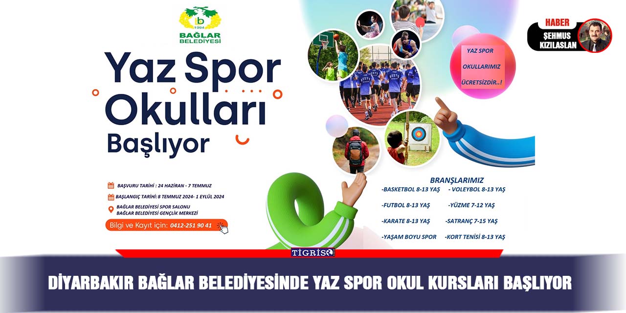Diyarbakır Bağlar Belediyesinde yaz spor okul kursları başlıyor