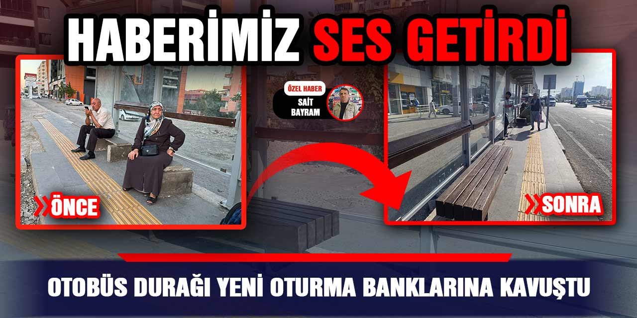 Otobüs durağı yeni oturma banklarına kavuştu