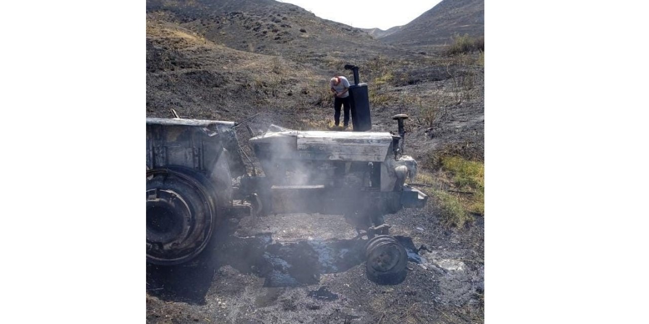 Diyarbakır’da anız yangınına müdahalede traktör kül oldu