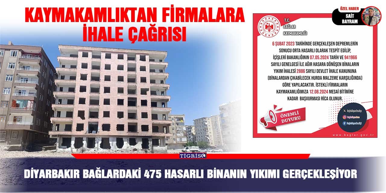 Diyarbakır Bağlardaki 475 hasarlı binanın yıkımı gerçekleşiyor