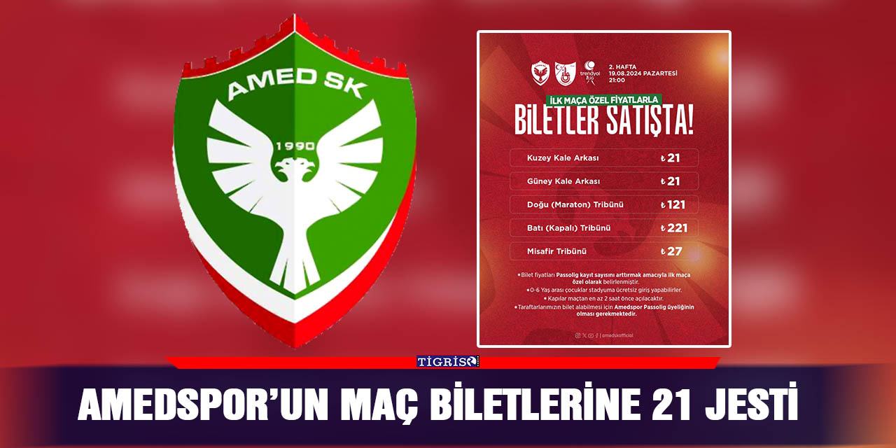 Amedspor’un maç biletlerine 21 jesti