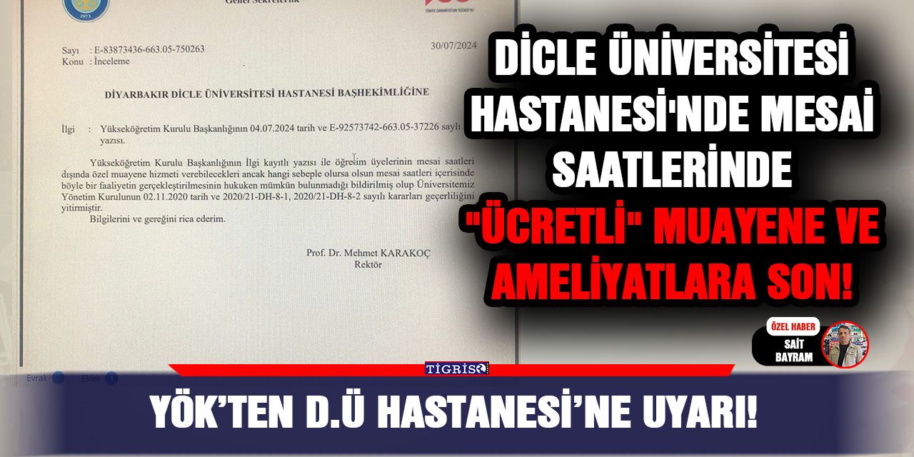 YÖK’ten D.Ü Hastanesi’ne uyarı!