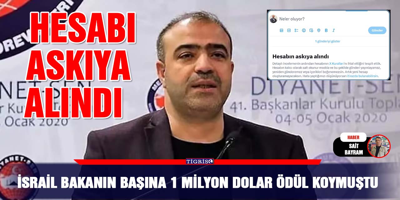 İsrail Bakanın başına 1 milyon dolar ödül koymuştu