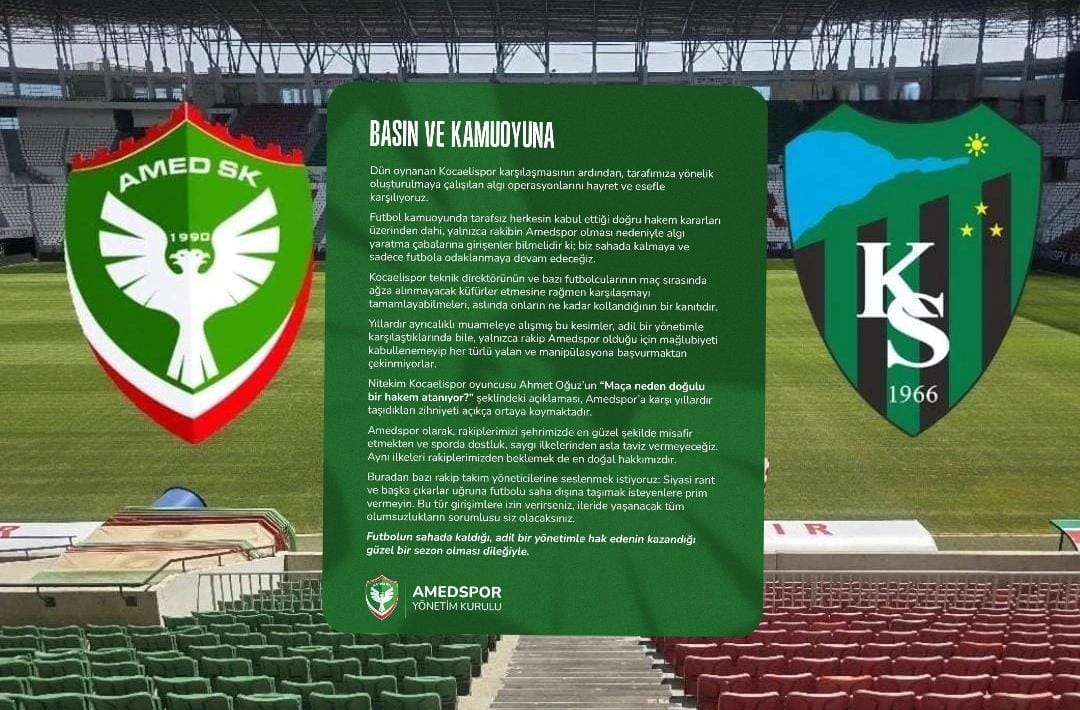 Amedspor’dan Kocaelispor'a sert tepki