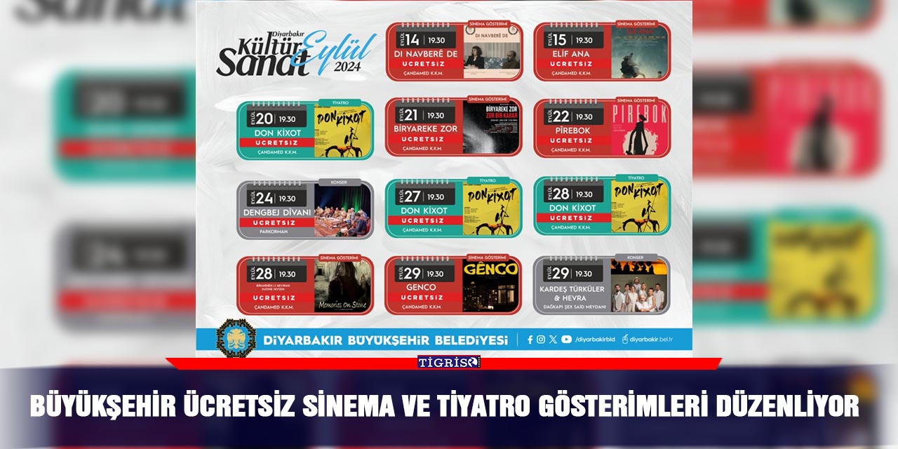 Büyükşehir ücretsiz sinema ve tiyatro gösterimleri düzenliyor