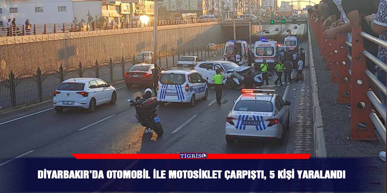 Diyarbakır’da otomobil ile motosiklet çarpıştı, 5 kişi yaralandı