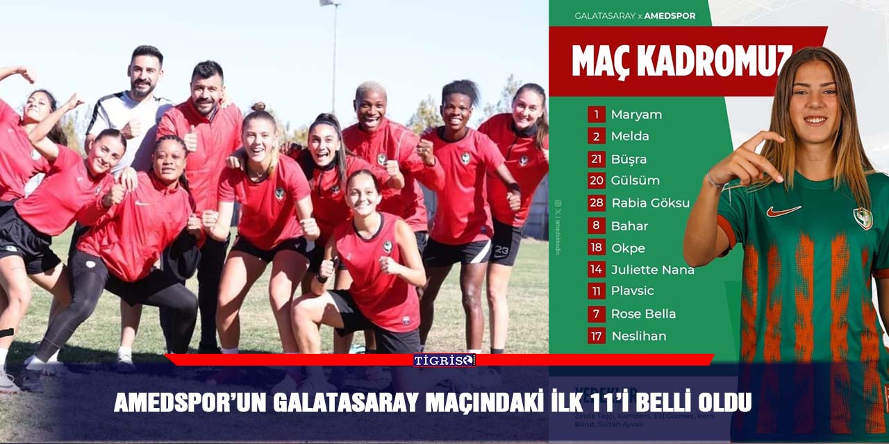 Amedspor’un Galatasaray Maçındaki İlk 11’i Belli Oldu