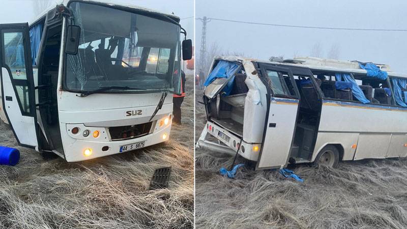 İşçi servisi devrildi: 17 yaralı