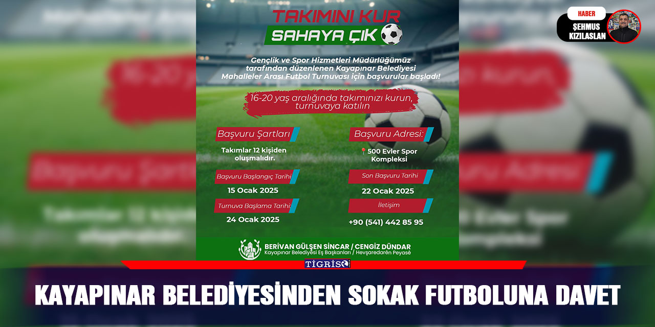 Kayapınar Belediyesinden Sokak Futboluna Davet