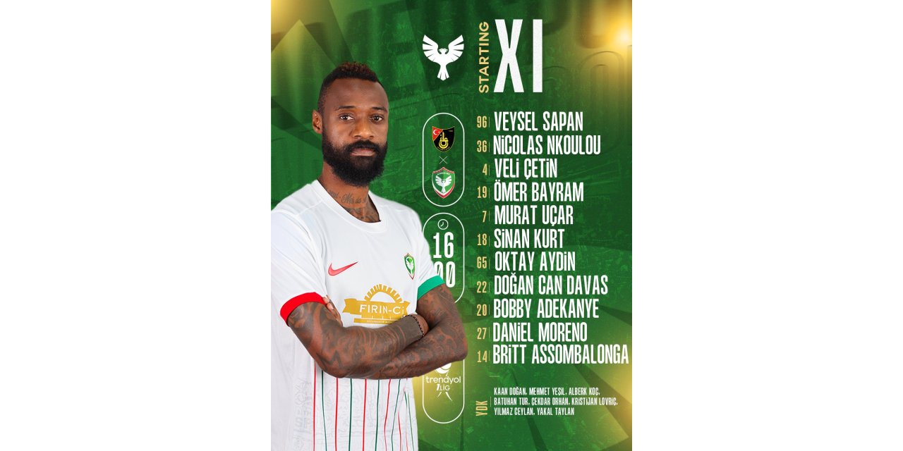 Amedspor - İstanbulspor Maçında yeni Transferi İlk 11'de