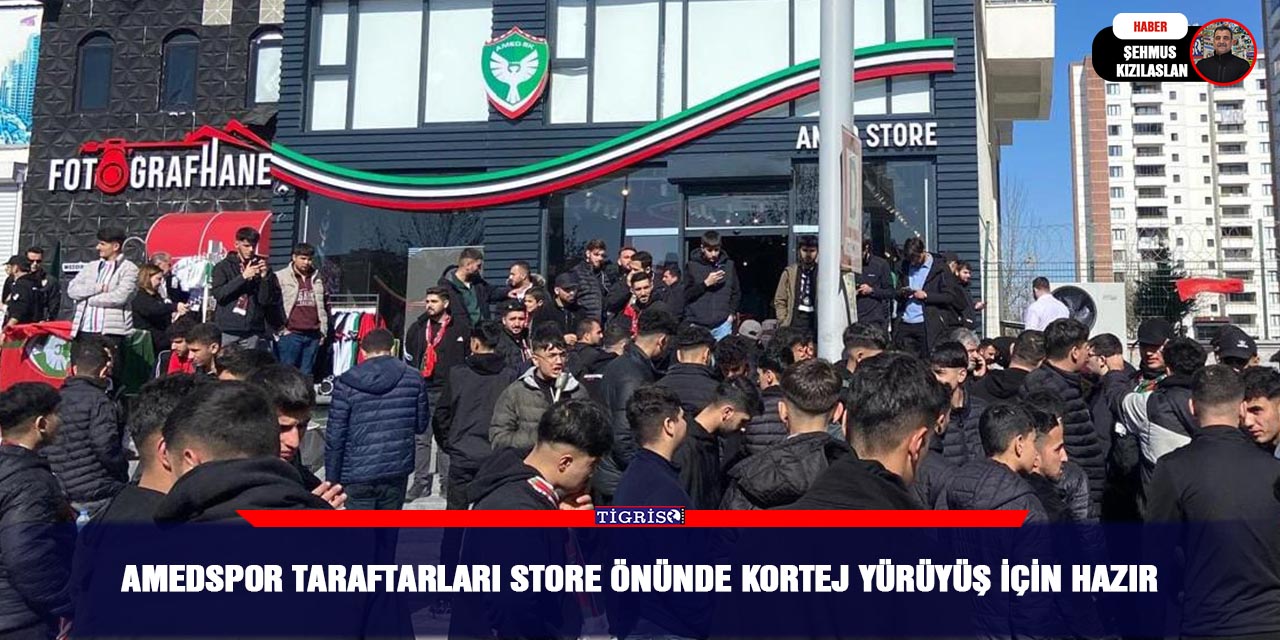 Amedspor Taraftarları Store önünde Kortej yürüyüş için hazır