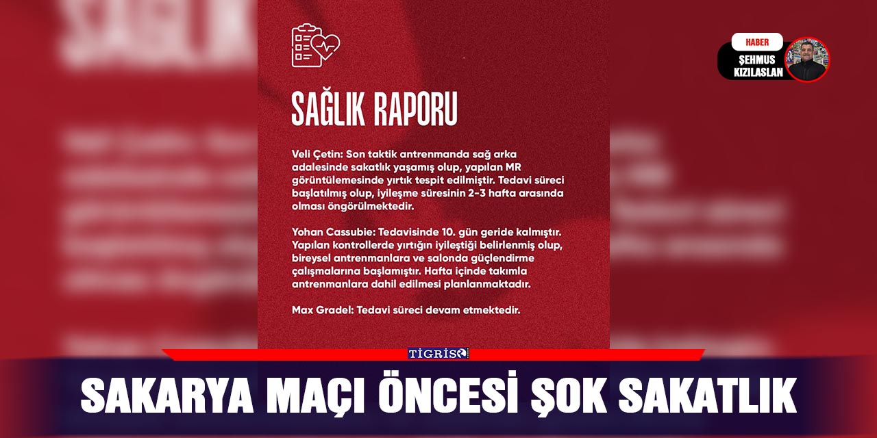 Sakarya Maçı Öncesi Şok Sakatlık