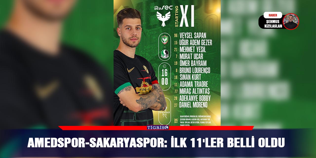 Amedspor-Sakaryaspor: İlk 11'ler belli oldu