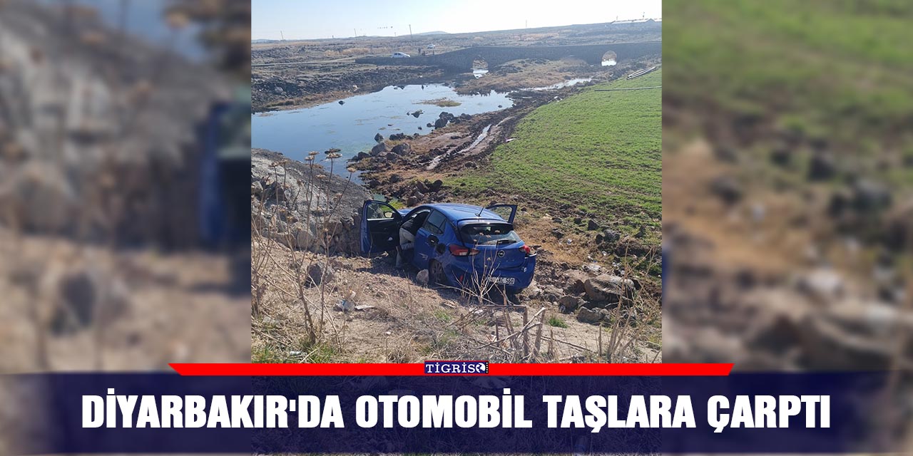 Diyarbakır'da otomobil taşlara çarptı