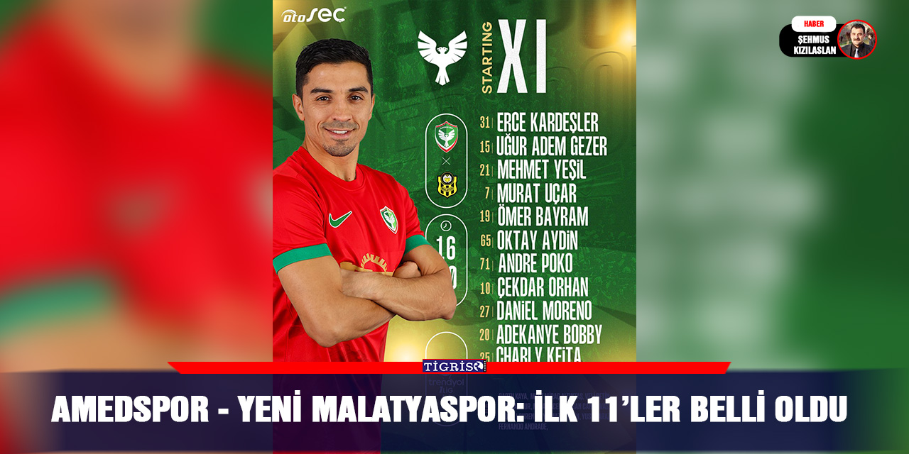 Amedspor - Yeni malatyaspor: İlk 11’ler belli oldu