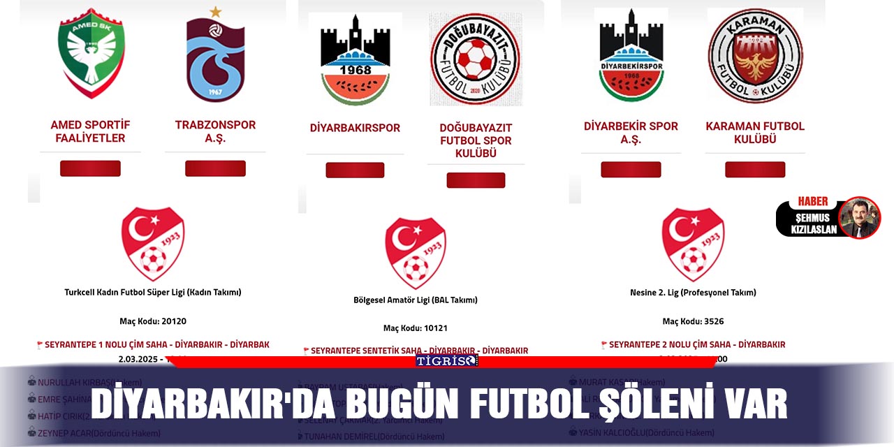 Diyarbakır'da Bugün Futbol Şöleni var