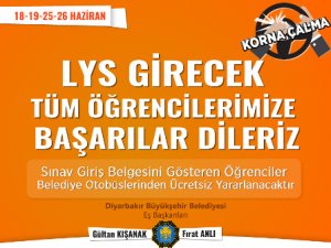 Büyükşehir’den LYS’ye girecek öğrencilere ücretsiz toplu taşıma hizmeti