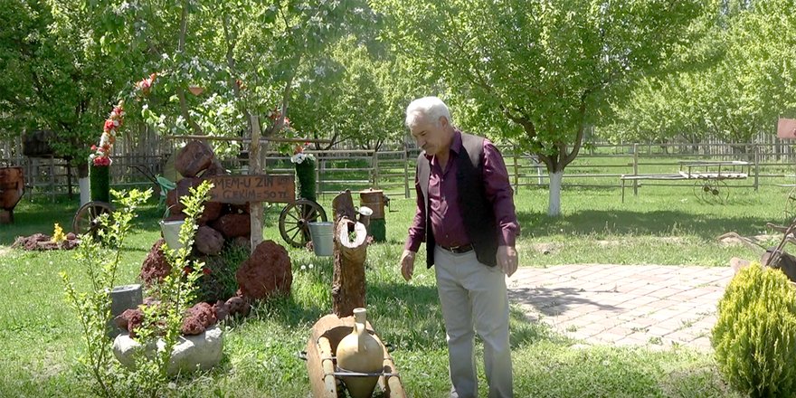 VİDEO - Eski alet ve edevatlarla bahçesini açık hava müzesine çevirdi