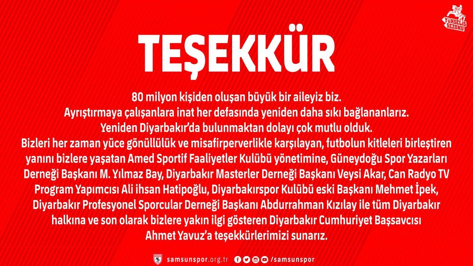 Samsunspor’dan anlamlı mesaj: Ayrıştırmaya çalışanlara inat büyük bir aileyiz