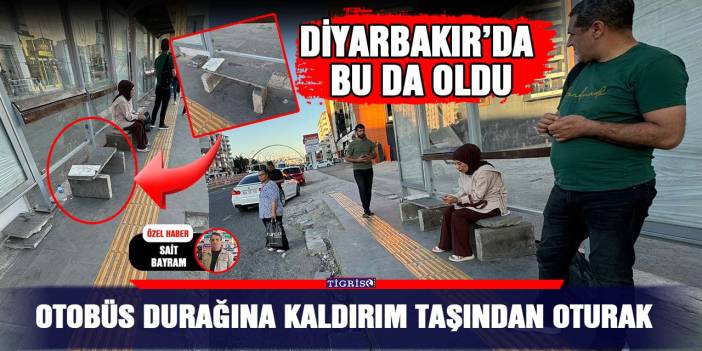 Otobüs durağına kaldırım taşından oturak